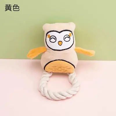 厂家直销原创毛绒玩具棉绳猫头鹰发声磨牙耐咬狗狗批发宠物狗
