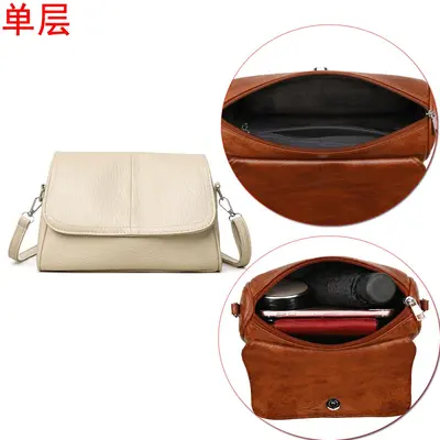 Soft Leather Large-Capacity Wide Strap Crossbody Bag for Women - 12