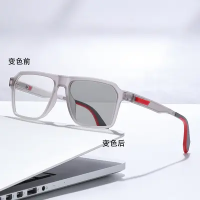 Photochromic Myopia Glasses Frame, Spring Hinges, Anti-Blue Light, Anti-Slip