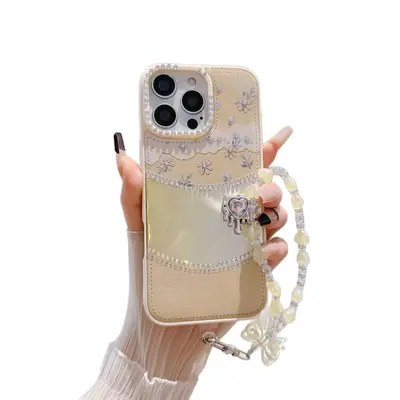 iPhone 16 Pro Max phone case, soft, transparent, diamond pattern
