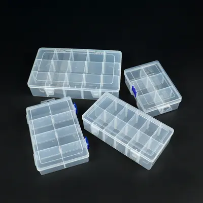 Transparent PP Plastic Organizer Box with Compartments for Desktop and Tackle