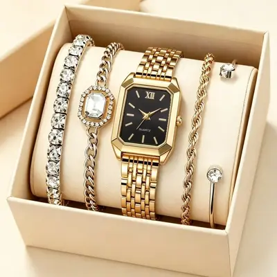 Damen-Mode-Armbanduhr, Quarz, Strass-Besatz