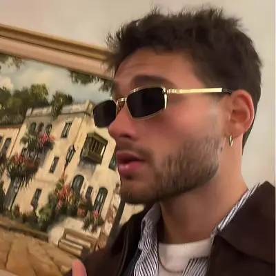 Herren-Sonnenbrille im Old-Money-Stil, kleiner eckiger Rahmen - 1