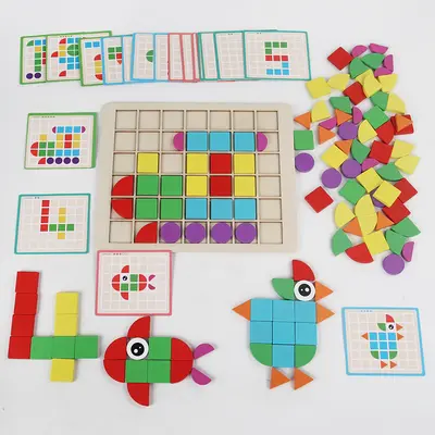 Holzpuzzle mit Formen, Montessori-Lehrmittel - 3