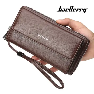 Men's Wallet baellerry Large Capacity Litchi Pattern Multi-Card Clutch - 1