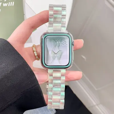 Transparent Resin Watch Strap for Apple Watch 11/12, Compatible with iWatch 8/9/10 - 10