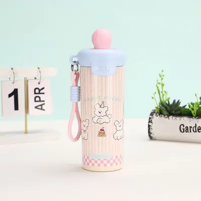 Cartoon Floating Ball Straw Cup, Portable Insulated Cup for Car Travel - 8