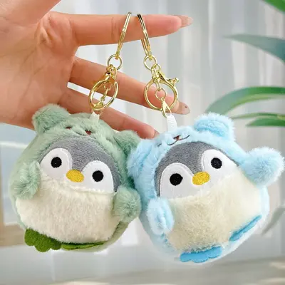 Karikatür Sevimli Çapraz giyinme Penguen Bebek Douyin Aynı Stil Giydirme Küçük Penguen doldurulmuş Oyuncak Kolye Bebek 8 CM - 3