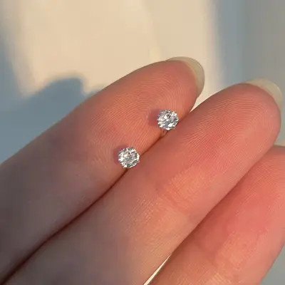 999 sterling silver ear studs, sleep-friendly, cartilage piercing compatible - 7