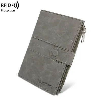 Sınır Ötesi Cilt Duyarlı Hırsızlık Önleyici RFID Pasaport Çantası Fermuar Toka Pasaport Kılıfı Kimlik Belgesi Dosyası Çok Fonksiyonlu Seyahat Pasaport Paketi - 5