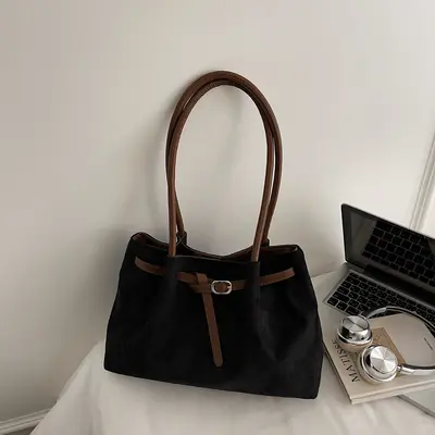 Large Capacity Faux Suede Women's Tote Bag Single Shoulder - 7