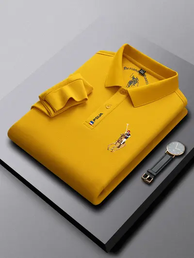 Erkek %100 pamuk nakışlı uzun kollu polo yaka tişört