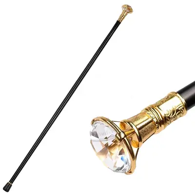 Elegant British-Style Gentleman Cane with Diamond Crystal Handle - 7