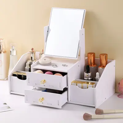 Drawer makeup mirror storage box, extra-large round mirror - 7