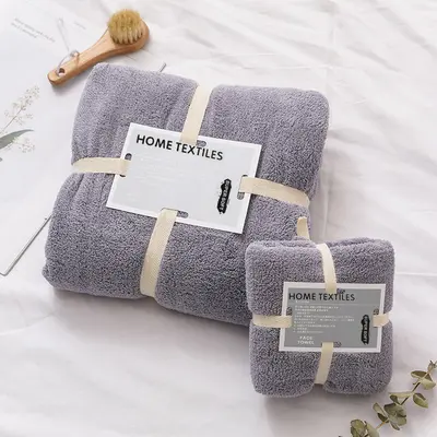 Mercan velvet towel bath towel set two-piece facial towel soft absorbent parent-child towel set home gift gift item - 13