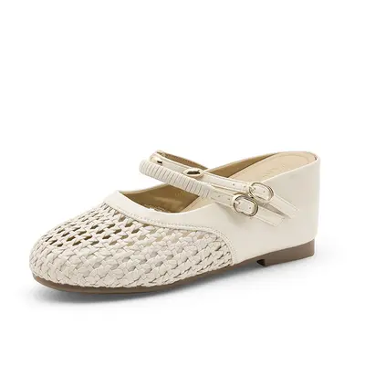 Women's Thick-Sole Platform Slippers, Hollow Mesh Breathable Closed-Toe - 7