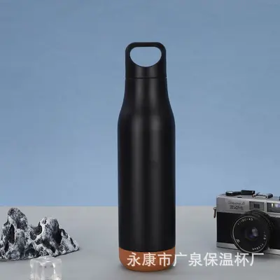 Isolierter Becher mit Griff auf Korkbasis, Sportflasche aus 304 Edelstahl - 8
