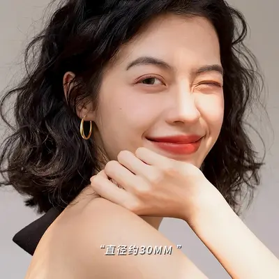 S999纯银大圆圈耳环女款小众轻奢高级感个性素圈耳扣耳饰抖音代发 - 9