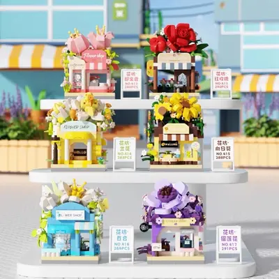 Lego Dream Town Otomat Arabası Çiçekçi Dükkanı Şehir Sokak Görünümü Yüksek Yapı Taşları ile Uyumlu Çocuk Eğitici Oyuncaklar Toptan Satış ve Dropshipping