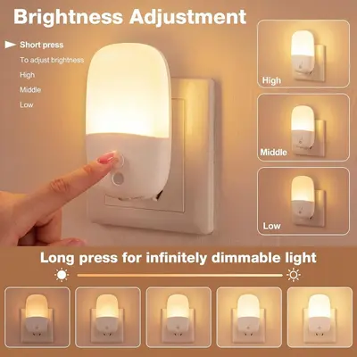 Plug-In Stepless Dimming LED Night Light, 670nm Red Light Therapy