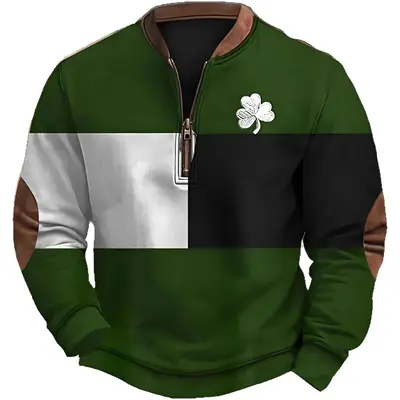 Herren-Sweatshirt mit 3D-Digitaldruck, halber Reißverschluss, sportlich