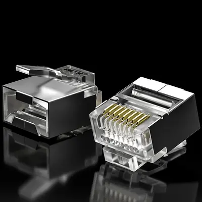 Kategori 6 RJ45 kristal uç, kısa gövde, korumalı 8P8C