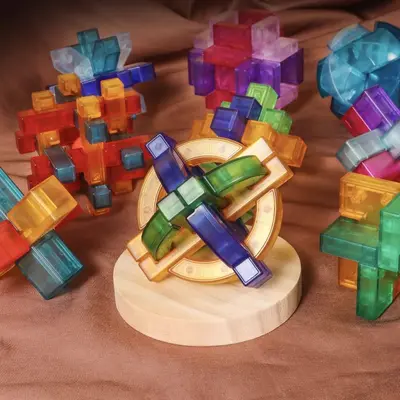 Children's Luban Lock Kongming Puzzle Set, Educational Brain Teaser for Kids - 5