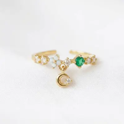 Cross-border best-selling INS style zircon-studded adjustable lively ring for women sweet and lovely floral elegant ring - 9
