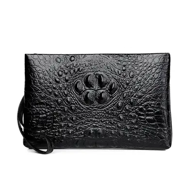 Crocodile Pattern Soft Leather Men's Handbag, Large Capacity, Envelope Style - 6