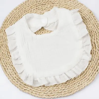 Baby Drool Bib with Ruffles and Lace, Cute Design - 7