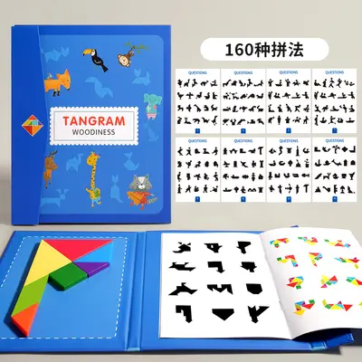 Magnetic Tangram Children's Educational Puzzle, 3D Building Blocks, Grade 1 - 7
