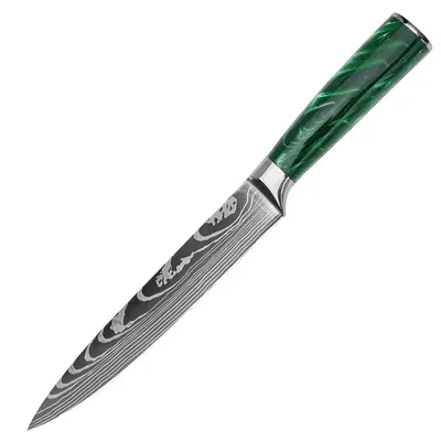 Şam desenli Japon santoku mutfak bıçak seti 3 parça - 11