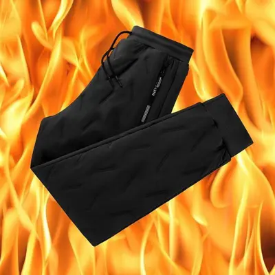 Men's Fleece-Lined Thickened Windproof Cotton Trousers, Lamb Wool Warm Casual Pants