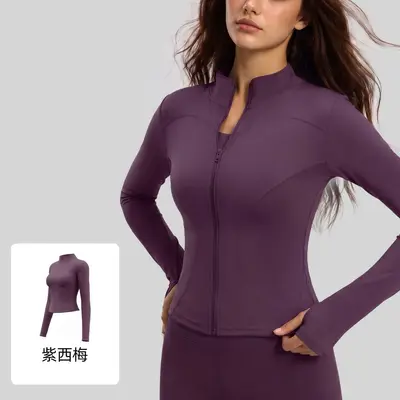 Juyitang sıkı yoga ceketi slim fit spor koşu spor yoga ceketi - 9