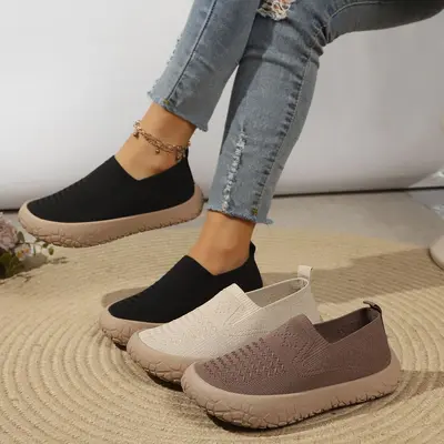Damen-Freizeitschuhe mit dicker Sohle, leicht, rutschfest