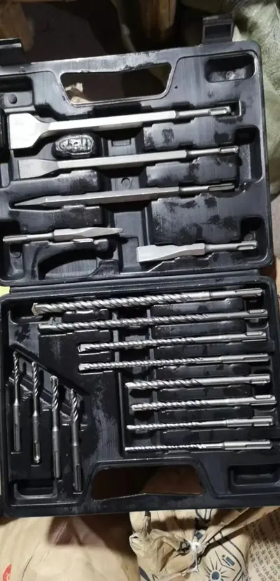Electric Hammer Drill Bit Chisel Set 17/13/12/11/10 Pcs with Plastic Box, Aluminum Box, Iron Box, Wall Breaking Shovel Chisel Combination Set