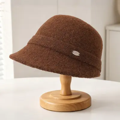 French Style Short Brim Riding Hat, Solid Color, Women's - 9
