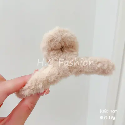 Kadınlar için kalın saçlı, kabarık pençe tokalı, arka saç topuzu için köpekbalığı tokalı, ekstra büyük, sade, çok yönlü moda peluş saç tokası. - 10