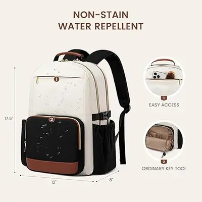 Women's Laptop Backpack for Short Trips, Large Capacity Lightweight Travel Organizer Bag - 3