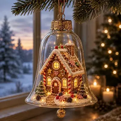 Tragbare Mini-Weihnachtsszene mit leuchtender Glockenfigur als Dekoration - 10