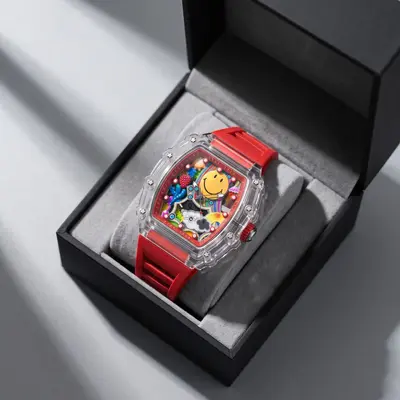 Men's barrel-shaped quartz wristwatch, steel band, waterproof