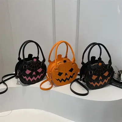 Kürbis-Design Damen Schultertasche, kontrastfarben, schlicht