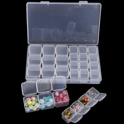Transparent Portable Rectangular Plastic Storage Box Set for DIY Jewelry and Nail Art