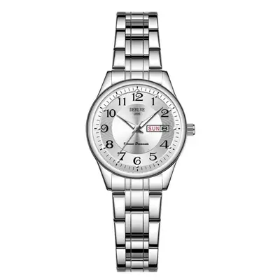 Women's fashion ultra-thin steel band dual calendar luminous waterproof internet celebrity digital girls Korean version watch quartz non-mechanical - 10