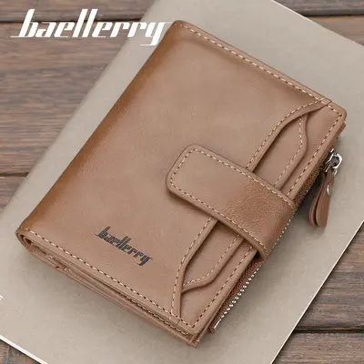 Baellerry Erkek Deri Cüzdan Üç Katlı Kısa Fermuarlı Çok Kartlık - 5