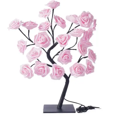 USB LED Artificial Rose Tree Lamp with Removable Plastic Base, Night Light