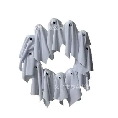 Glowing Ghost Halloween Door Wreath, 25 Pieces