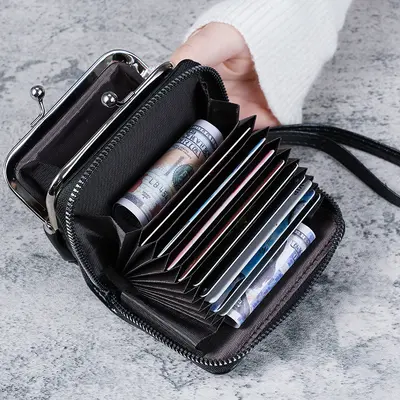 Women's Wristlet Short Wallet with Large Coin Pouch and Card Slots