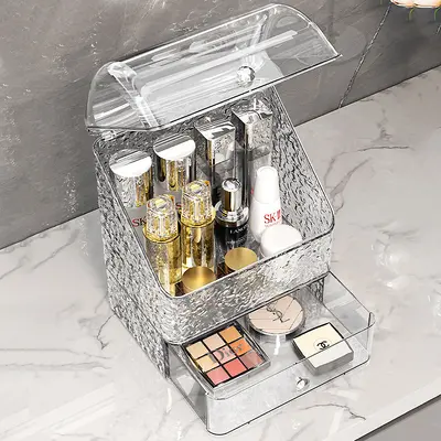 Cosmetics organizer large capacity, drawer storage, dust-proof