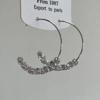 Zirkon-Creolen groß, funkelndes Design, hochwertig - 3